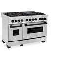 ZLINE Autograph Edition 48 in. 6.0 cu. ft. Legacy Dual Fuel Range with 7 Burner Gas Cooktop and 2 Electric Ovens in Stainless Steel and Matte Black Accents, Open Box-Good Condition