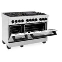 ZLINE Autograph Edition 48 in. 6.0 cu. ft. Legacy Dual Fuel Range with 7 Burner Gas Cooktop and 2 Electric Ovens in Stainless Steel and Matte Black Accents, Open Box-Good Condition