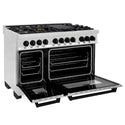 ZLINE Autograph Edition 48 in. 6.0 cu. ft. Legacy Dual Fuel Range with 7 Burner Gas Cooktop and 2 Electric Ovens in Stainless Steel and Matte Black Accents, Open Box-Good Condition