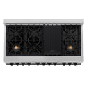 ZLINE Autograph Edition 48 in. 6.0 cu. ft. Legacy Dual Fuel Range with 7 Burner Gas Cooktop and 2 Electric Ovens in Stainless Steel and Matte Black Accents, Open Box-Good Condition