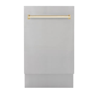 Buy gold ZLINE Autograph Edition 18Ó Compact 3rd Rack Top Control Dishwasher in Stainless Steel with Accent Handle, 51dBa (DWVZ-304-18)