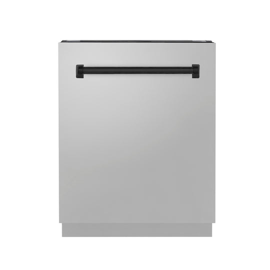 ZLINE Autograph Edition 24" Tallac Series 3rd Rack Top Control Built-In Tall Tub Dishwasher in Stainless Steel with Matte Black Handle, 51dBa (DWVZ-304-24-MB)