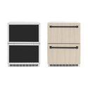 ZLINE Autograph Edition 24 in. Touchstone 168 Can Outdoor-Rated Dual Refrigerator Drawer with Panel-Ready Doors and Matte Black Handles (RDSPOZ-24-MB)