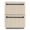 ZLINE Autograph Edition 24 in. Touchstone 168 Can Outdoor-Rated Dual Refrigerator Drawer with Panel-Ready Doors and Matte Black Handles (RDSPOZ-24-MB)