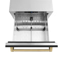 ZLINE Autograph Edition 24 in. Touchstone 168 Can Outdoor-Rated Dual Refrigerator Drawer with Black Matte Doors and Champagne Bronze Handles (RDSOZ-BLM-24-CB)