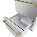 ZLINE Autograph Edition 24 in. Touchstone 168 Can Outdoor-Rated Dual Refrigerator Drawer with Stainless Steel Doors and Champagne Bronze Handles (RDSOZ-ST-24-CB)