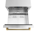 ZLINE Autograph Edition 24 in. Touchstone 168 Can Outdoor-Rated Dual Refrigerator Drawer with Stainless Steel Doors and Polished Gold Helix Handles (RDSOZ-ST-24-KG)