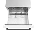 ZLINE Autograph Edition 24 in. Touchstone 168 Can Outdoor-Rated Dual Refrigerator Drawer with White Matte Doors and Matte Black Handles (RDSOZ-WM-24-MB)