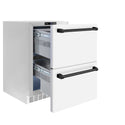 ZLINE Autograph Edition 24 in. Touchstone 168 Can Outdoor-Rated Dual Refrigerator Drawer with White Matte Doors and Matte Black Handles (RDSOZ-WM-24-MB)