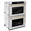 ZLINE 30 in. Autograph Edition Professional True Convection Double Wall Oven with Air Fry and Self Clean in Stainless Steel with Champagne Bronze Handles (WADZ-30-CB)