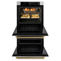 ZLINE Autograph Edition 30 in. Professional True Convection Double Wall Oven with Air Fry and Self Clean in Stainless Steel with Polished Gold Helix Handles (WADZ-30-KG)