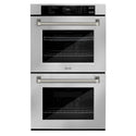 ZLINE Autograph Edition 30 in. Professional True Convection Double Wall Oven with Air Fry and Self Clean in Stainless Steel with Polished Nickel Helix Handles (WADZ-30-KPN)