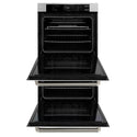 ZLINE Autograph Edition 30 in. Professional True Convection Double Wall Oven with Air Fry and Self Clean in Stainless Steel with Polished Nickel Helix Handles (WADZ-30-KPN)