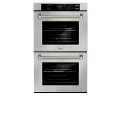 ZLINE Autograph Edition 30 in. Professional True Convection Double Wall Oven with Air Fry and Self Clean in Stainless Steel with Polished Nickel Helix Handles (WADZ-30-KPN)