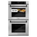 ZLINE 30 in. Autograph Edition Professional True Convection Double Wall Oven with Air Fry and Self Clean in Stainless Steel with Matte Black Handles (WADZ-30-MB)