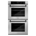 ZLINE 30 in. Autograph Edition Professional True Convection Double Wall Oven with Air Fry and Self Clean in Stainless Steel with Matte Black Handles (WADZ-30-MB)