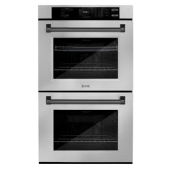 ZLINE 30 in. Autograph Edition Professional True Convection Double Wall Oven with Air Fry and Self Clean in Stainless Steel with Matte Black Handles (WADZ-30-MB)