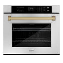 ZLINE 30 in. Autograph Edition Professional True Convection Single Wall Oven with Air Fry and Self Clean in Stainless Steel with Champagne Bronze Handle (WASZ-30-CB)