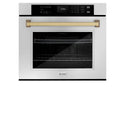 ZLINE 30 in. Autograph Edition Professional True Convection Single Wall Oven with Air Fry and Self Clean in Stainless Steel with Champagne Bronze Handle (WASZ-30-CB)