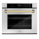 ZLINE 30 in. Autograph Edition Professional True Convection Single Wall Oven with Air Fry and Self Clean in Stainless Steel with Polished Gold Handle (WASZ-30-G)