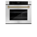 ZLINE Autograph Edition 30 in. Professional True Convection Single Wall Oven with Air Fry and Self Clean in Stainless Steel with Champagne Bronze Helix Handle (WASZ-30-KCB)