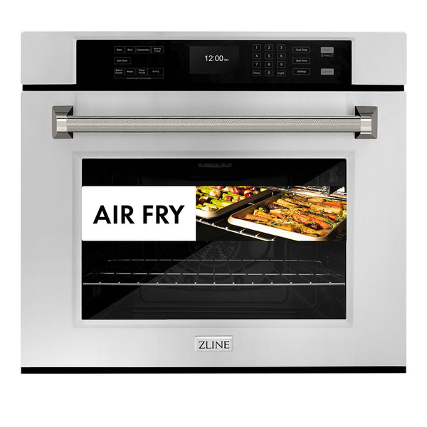ZLINE Autograph Edition 30 in. Professional True Convection Single Wall Oven with Air Fry and Self Clean in Stainless Steel with Polished Nickel Helix Handle (WASZ-30-KPN)