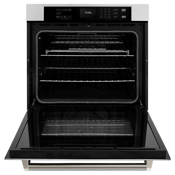 ZLINE Autograph Edition 30 in. Professional True Convection Single Wall Oven with Air Fry and Self Clean in Stainless Steel with Polished Nickel Helix Handle (WASZ-30-KPN)