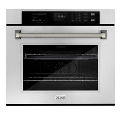 ZLINE Autograph Edition 30 in. Professional True Convection Single Wall Oven with Air Fry and Self Clean in Stainless Steel with Polished Nickel Helix Handle (WASZ-30-KPN)