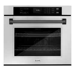 ZLINE 30 in. Autograph Edition Professional True Convection Single Wall Oven with Air Fry and Self Clean in Stainless Steel with Matte Black Handle (WASZ-30-MB)