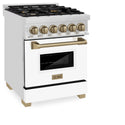 ZLINE Autograph Edition 24" 2.8 cu. ft. Dual Fuel Range with Gas Stove and Electric Oven in Stainless Steel with White Matte Door and Accents (RAZ-WM-24)