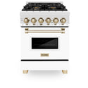 ZLINE Autograph Edition 24" 2.8 cu. ft. Dual Fuel Range with Gas Stove and Electric Oven in Stainless Steel with White Matte Door and Accents (RAZ-WM-24)