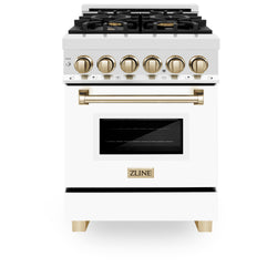 ZLINE Autograph Edition 24 in. 2.8 cu. ft. Legacy Dual Fuel Range with 4 Burner Gas Cooktop and Electric Convection Oven in Stainless Steel