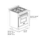 ZLINE Autograph Edition 24 in. 2.8 cu. ft. Legacy Dual Fuel Range with 4 Burner Gas Cooktop and Electric Convection Oven in Stainless Steel with White Matte Door and Matte Black Accents (RAZ-WM-24-MB)