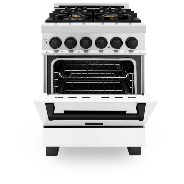 ZLINE Autograph Edition 24 in. 2.8 cu. ft. Legacy Dual Fuel Range with 4 Burner Gas Cooktop and Electric Convection Oven in Stainless Steel