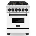 ZLINE Autograph Edition 24 in. 2.8 cu. ft. Legacy Dual Fuel Range with 4 Burner Gas Cooktop and Electric Convection Oven in Stainless Steel with White Matte Door and Matte Black Accents, Open Box-Good Condition