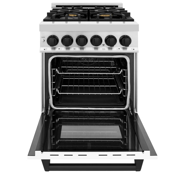 ZLINE Autograph Edition 24" 2.8 cu. ft. Dual Fuel Range with Gas Stove and Electric Oven in Stainless Steel with White Matte Door and Accents (RAZ-WM-24)