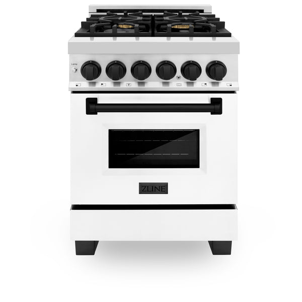 ZLINE Autograph Edition 24 in. 2.8 cu. ft. Legacy Dual Fuel Range with 4 Burner Gas Cooktop and Electric Convection Oven in Stainless Steel