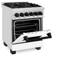 ZLINE Autograph Edition 24" 2.8 cu. ft. Dual Fuel Range with Gas Stove and Electric Oven in Stainless Steel with White Matte Door and Accents (RAZ-WM-24)