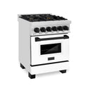 ZLINE Autograph Edition 24" 2.8 cu. ft. Dual Fuel Range with Gas Stove and Electric Oven in Stainless Steel with White Matte Door and Accents (RAZ-WM-24)