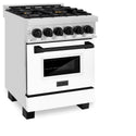 ZLINE Autograph Edition 24" 2.8 cu. ft. Dual Fuel Range with Gas Stove and Electric Oven in Stainless Steel with White Matte Door and Accents (RAZ-WM-24)