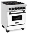ZLINE Autograph Edition 24 in. 2.8 cu. ft. Legacy Dual Fuel Range with 4 Burner Gas Cooktop and Electric Convection Oven in Stainless Steel with White Matte Door and Matte Black Accents, Open Box-Good Condition