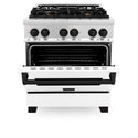 ZLINE Autograph Edition 30 in. 4.0 cu. ft. Dual Fuel Range with Gas Stove and Electric Oven in Stainless Steel with White Matte Door and Accents (RAZ-WM-30)