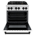 ZLINE Autograph Edition 30 in. 4.0 cu. ft. Legacy Dual Fuel Range with 4 Burner Gas Cooktop and Electric Convection Oven in Stainless Steel with White Matte Door and Matte Black Accents, Open Box-Good Condition