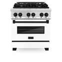 ZLINE Autograph Edition 30 in. 4.0 cu. ft. Dual Fuel Range with Gas Stove and Electric Oven in Stainless Steel with White Matte Door and Accents (RAZ-WM-30)