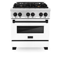 ZLINE Autograph Edition 30 in. 4.0 cu. ft. Legacy Dual Fuel Range with 4 Burner Gas Cooktop and Electric Convection Oven in Stainless Steel with White Matte Door and Matte Black Accents, Open Box-Good Condition