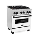 ZLINE Autograph Edition 30 in. 4.0 cu. ft. Legacy Dual Fuel Range with 4 Burner Gas Cooktop and Electric Convection Oven in Stainless Steel with White Matte Door and Matte Black Accents, Open Box-Good Condition