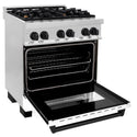 ZLINE Autograph Edition 30 in. 4.0 cu. ft. Legacy Dual Fuel Range with 4 Burner Gas Cooktop and Electric Convection Oven in Stainless Steel with White Matte Door and Matte Black Accents, Open Box-Good Condition