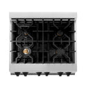 ZLINE Autograph Edition 30 in. 4.0 cu. ft. Legacy Dual Fuel Range with 4 Burner Gas Cooktop and Electric Convection Oven in Stainless Steel with White Matte Door and Matte Black Accents, Open Box-Good Condition