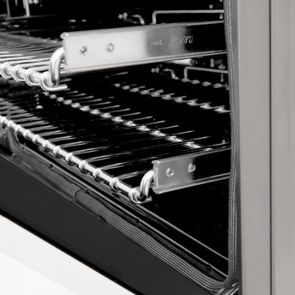 ZLINE Autograph Edition 48 in. 6.0 cu. ft. Legacy Dual Fuel Range with 7 Burner Gas Cooktop and 2 Electric Ovens in Stainless Steel with White Matte Doors and Polished Gold Accents, Open Box-Good Condition