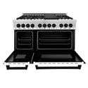 ZLINE Autograph Edition 48" 6.0 cu. ft. Dual Fuel Range with Gas Stove and Electric Oven in Stainless Steel with White Matte Door with Accents (RAZ-WM-48)